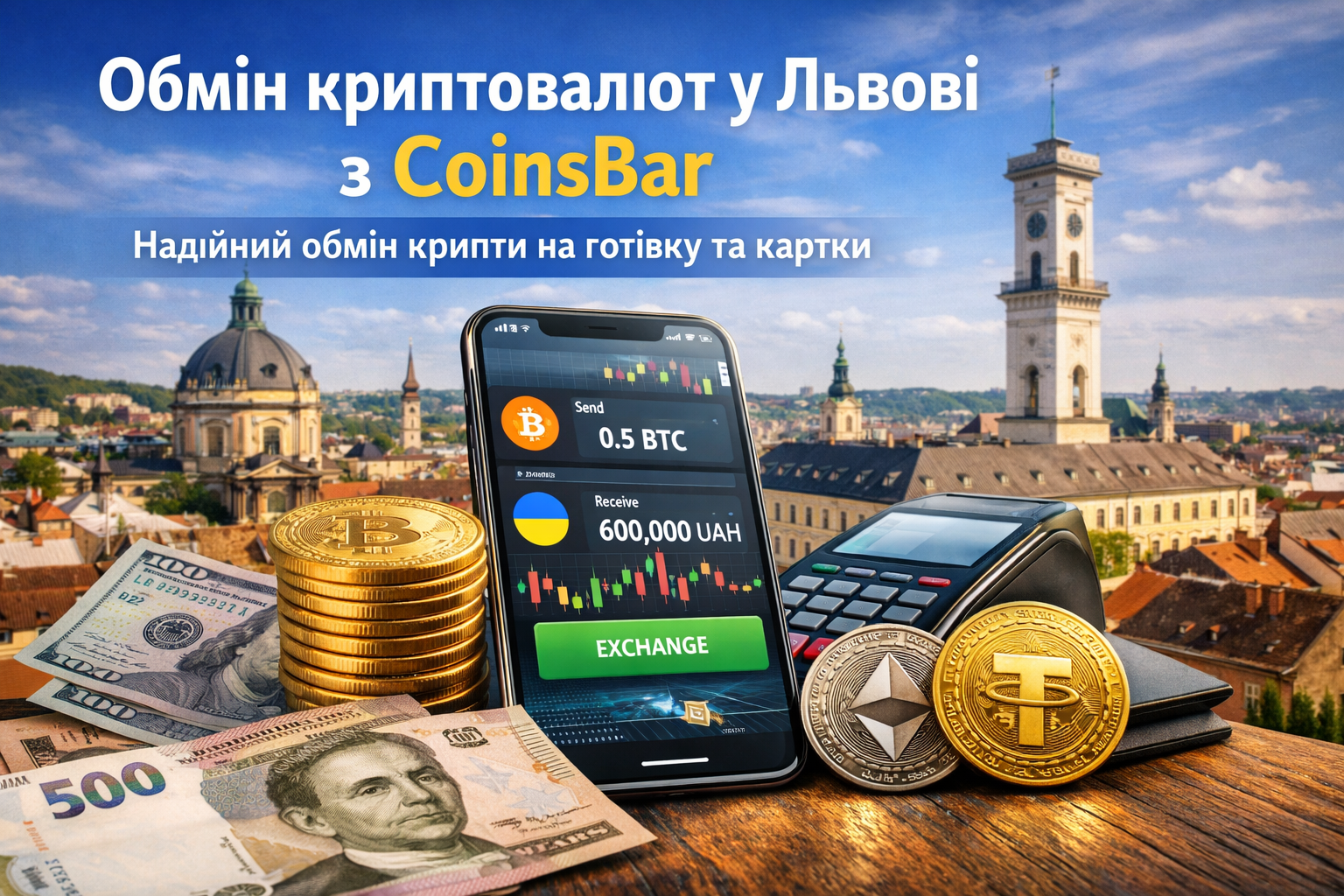 Обмін криптовалют у Львові з CoinsBar: огляд сервісу та поради для користувачів